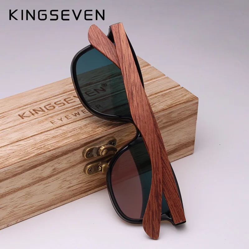 KINGSEVEN SUNGLASSES WITH BUBINGA WOOD TEMPLES