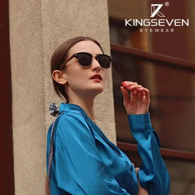 KINGSEVEN SUNGLASSES WITH HANDCRAFTED WALNUT WOOD TEMPLES