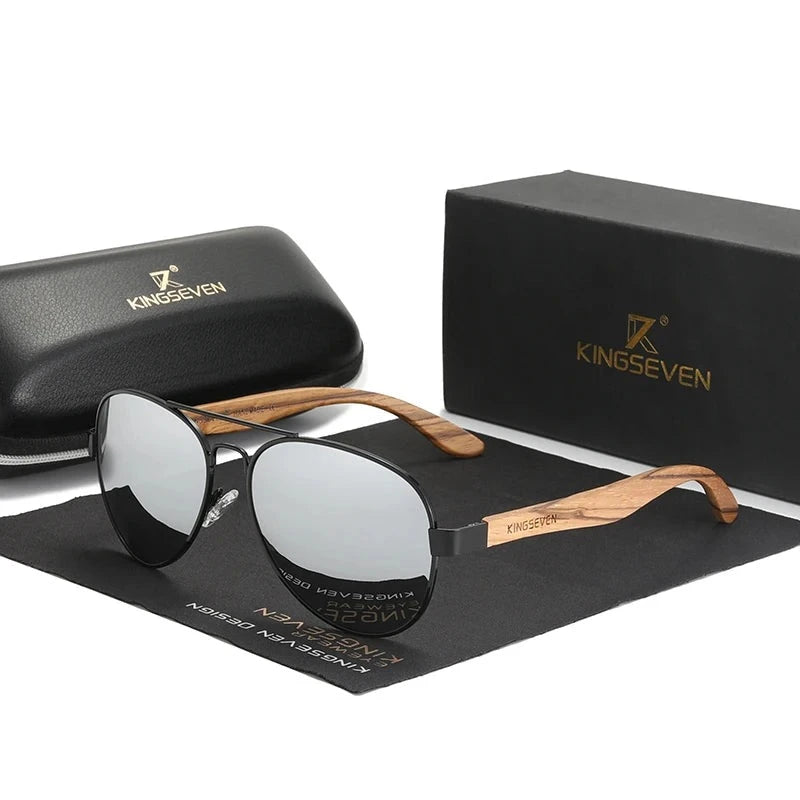 KINGSEVEN WOMEN'S SUNGLASSES WITH HANDCRAFTED WOODEN TEMPLES