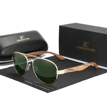 KINGSEVEN WOMEN'S SUNGLASSES WITH HANDCRAFTED WOODEN TEMPLES